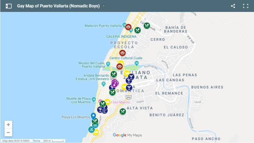map and legend of gay bars in puerto vallarta