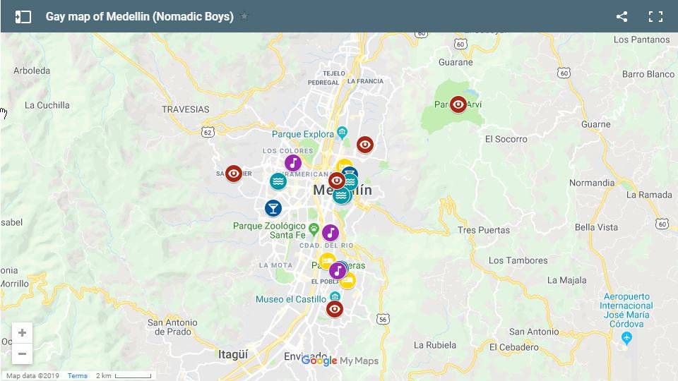 Our map of all the best gay hotels, clubs, bars and things to do in Medellin, Colombia.