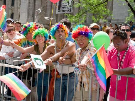 Show the world you're loud and proud by blowing a whistle during the gay pride march