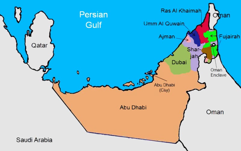 Carte des Emirats Arabes Unis
