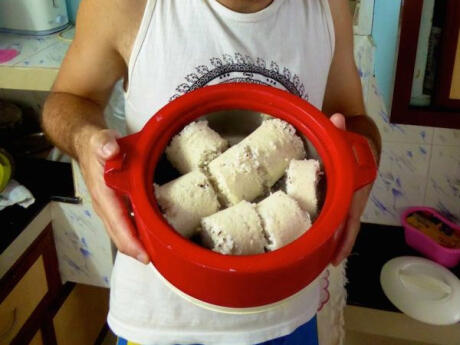 One of our favourite breakfast dishes in India is Puttu, made from steamed cylinders with rice and coconut shavings