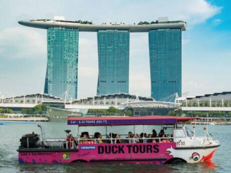 See Singapore from a different perspective on a DUCK amphibious vehicle tour