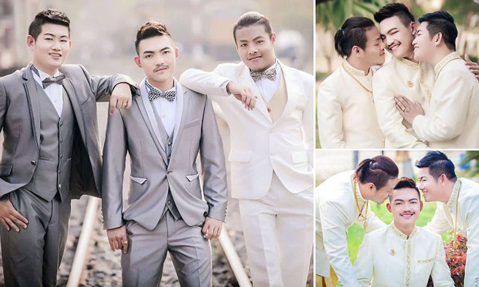 Thai gay thruple threesome wedding
