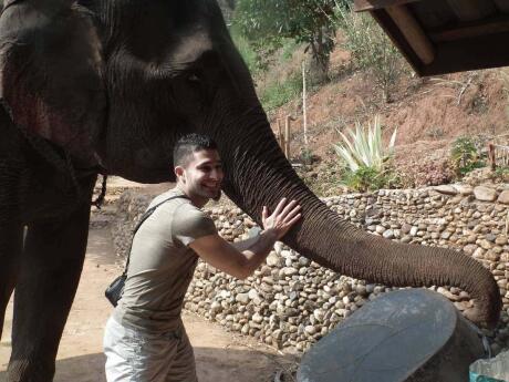 Stefan with elephant in Koh Samui