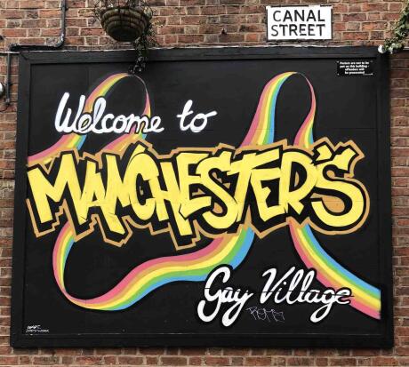 Manchester gay village Canal Street sign