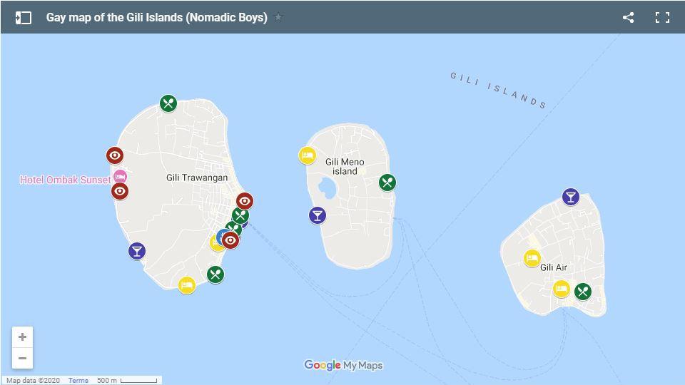 Here's our gay map of the Gili Islands with our favourite gay friendly places to stay, eat, party and more