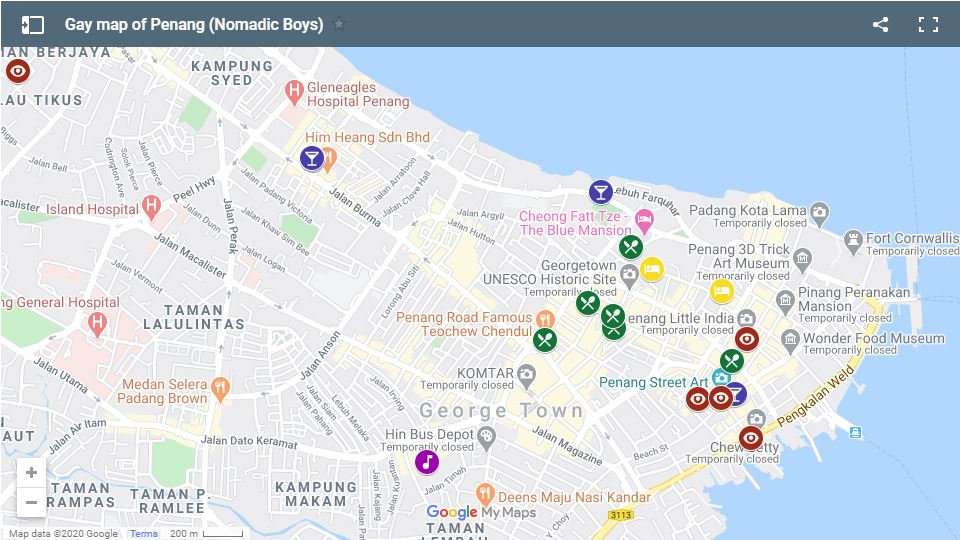 Use nosso mapa gay de Penang para ajudar a planejar suas próprias viagens a este paraíso gastronômico!