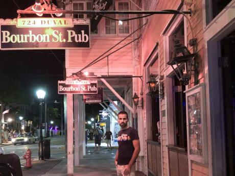 Sebastien in fron of gay bar Bourbon Street oub