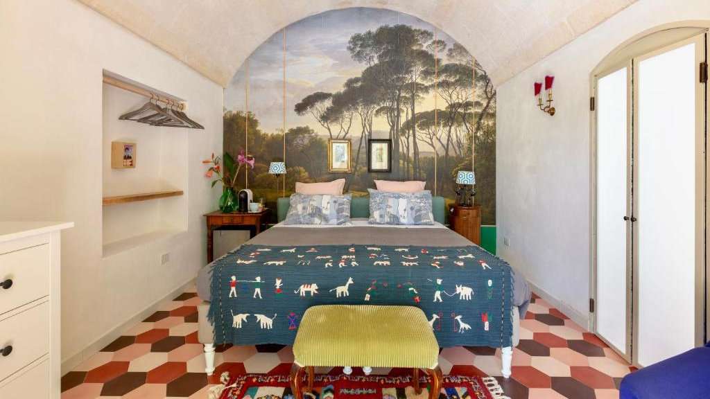 A bright and quirky room at the Anima Bed and Wellness in Puglia, Italy.