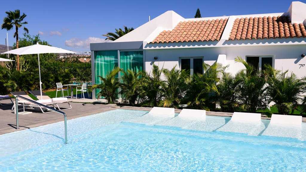 Seven Hotel and Wellness in Gran Canaria is for gay men only and has a pretty awesome heated pool with built-in water lounges!