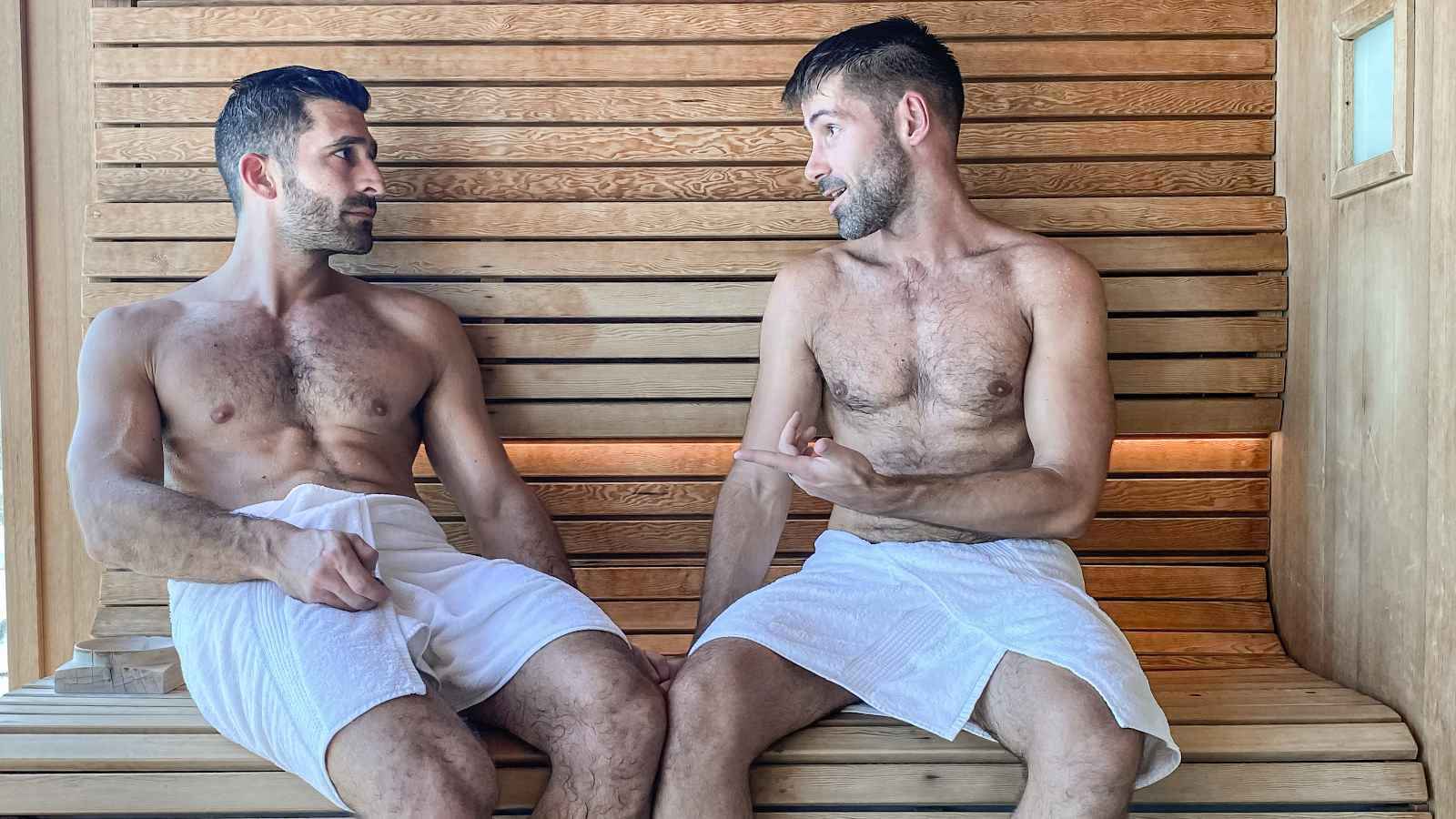 Gay couple at Apollion gay Sauna in Rome