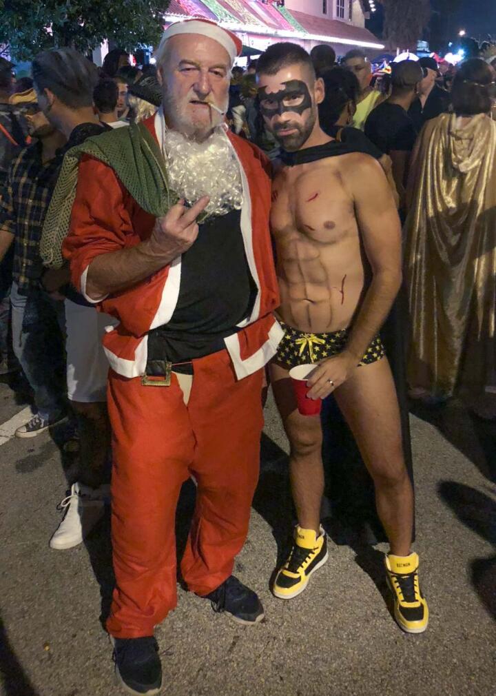 Santa Halloween costume at a street party