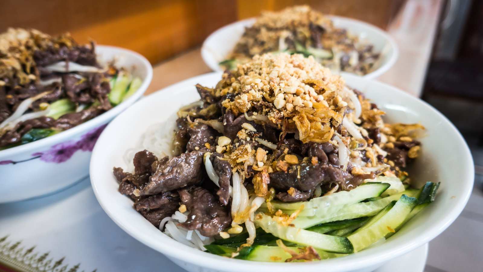 Bun bo nam bo is a delicious Vietnamese noodle dish without the broth