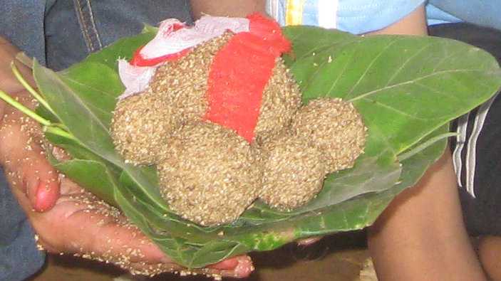 Kasar are sweet rice balls from Nepal that are traditionally served at weddings