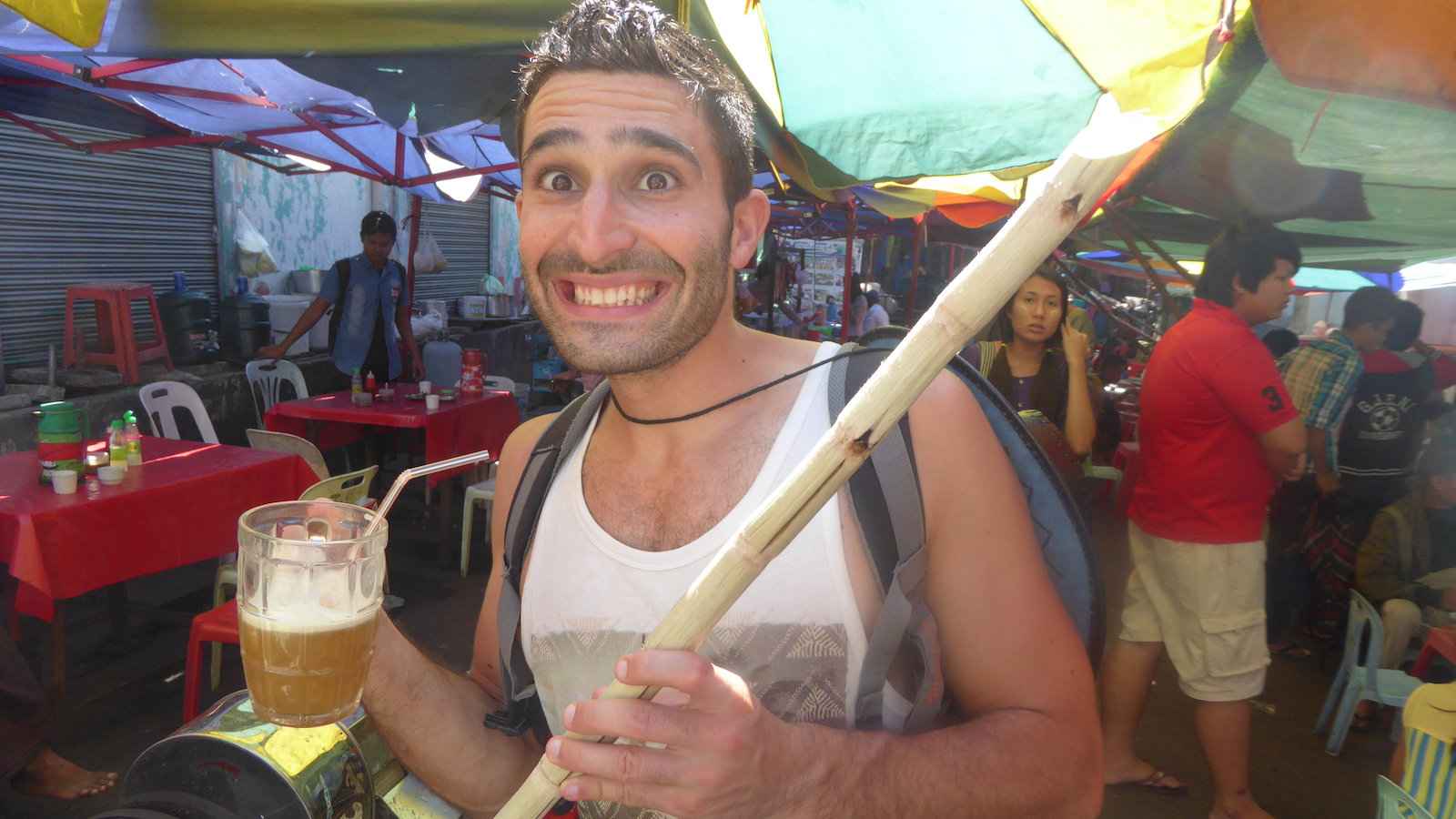 Sugar cane juice is a refreshing and naturally sweet beverage that you can find at street food stalls in Laos