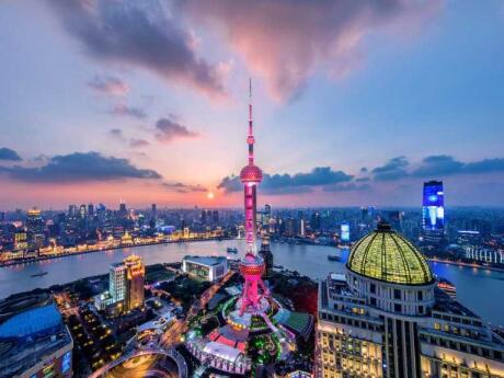 The Oriental Pearl Tower in Shanghai looks gorgeous from outside and from inside offers amazing views over the city