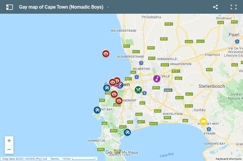 Use this gay map of Cape Town to plan your own fabulous trip