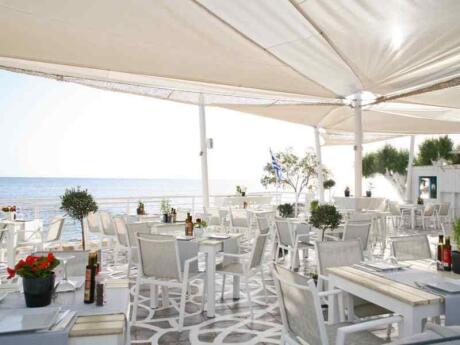 The Karavi Cafe Bar Restaurant is a beautiful seaside spot for delicious food and drinks