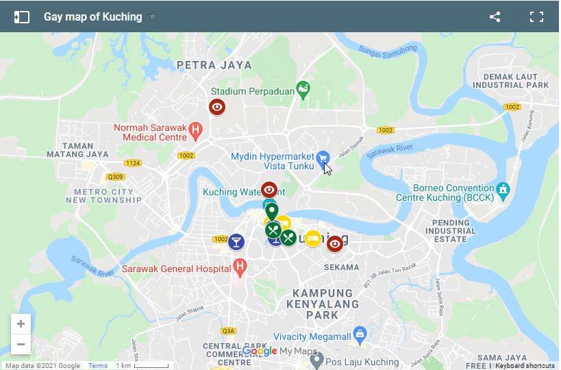 Use our gay map of Kuching to find out all the best things to see and do