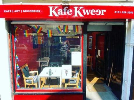 Kafe Kweer is a fun gay spot in Edinburgh for good food, art, and performances, without any alcohol