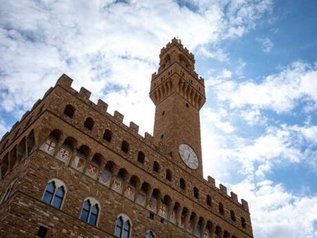 Florence's town hall, the Palazzo Vecchio, is beautiful from the outside and filled with more exquisite art