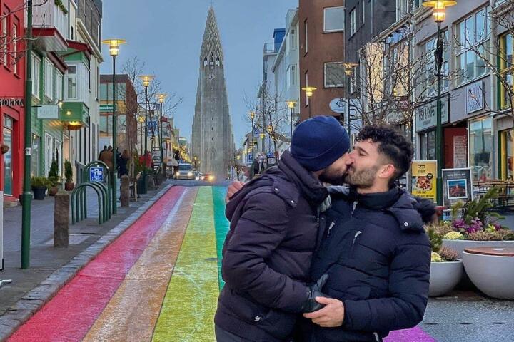 Nomadic Boys kissing in Reykjavik