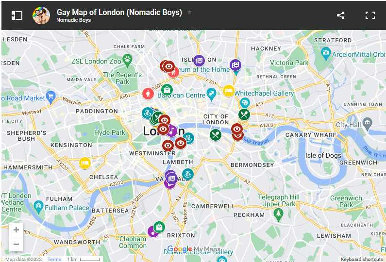 Gay map of London with all the best gay places marked.