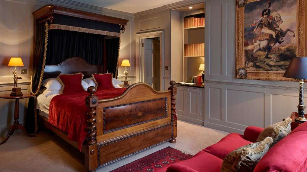 Hotel room at the Hazlitt's hotel in London.