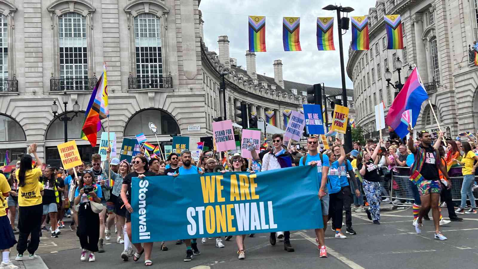 Stonewall marching at the London Pride Parade.