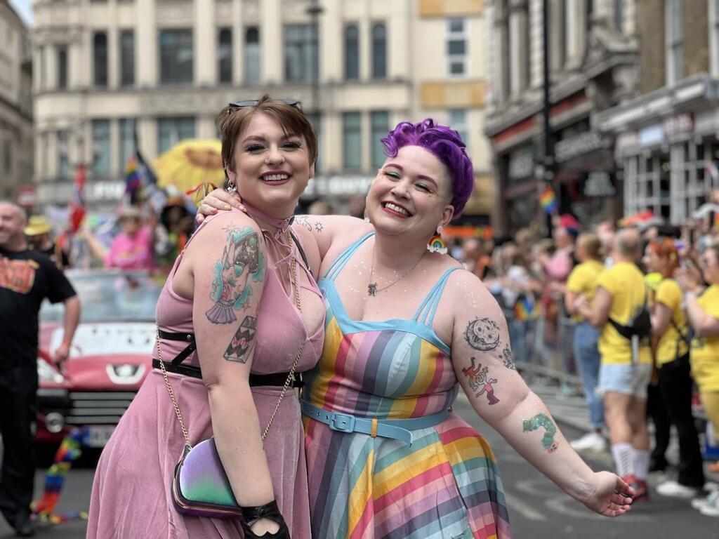 Cute lesbian couple at the London Pride Parade.