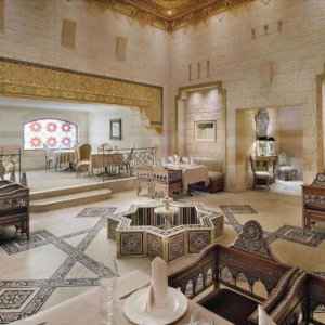 The marble dining room of the Movenpick Resort Hotel in Petra.