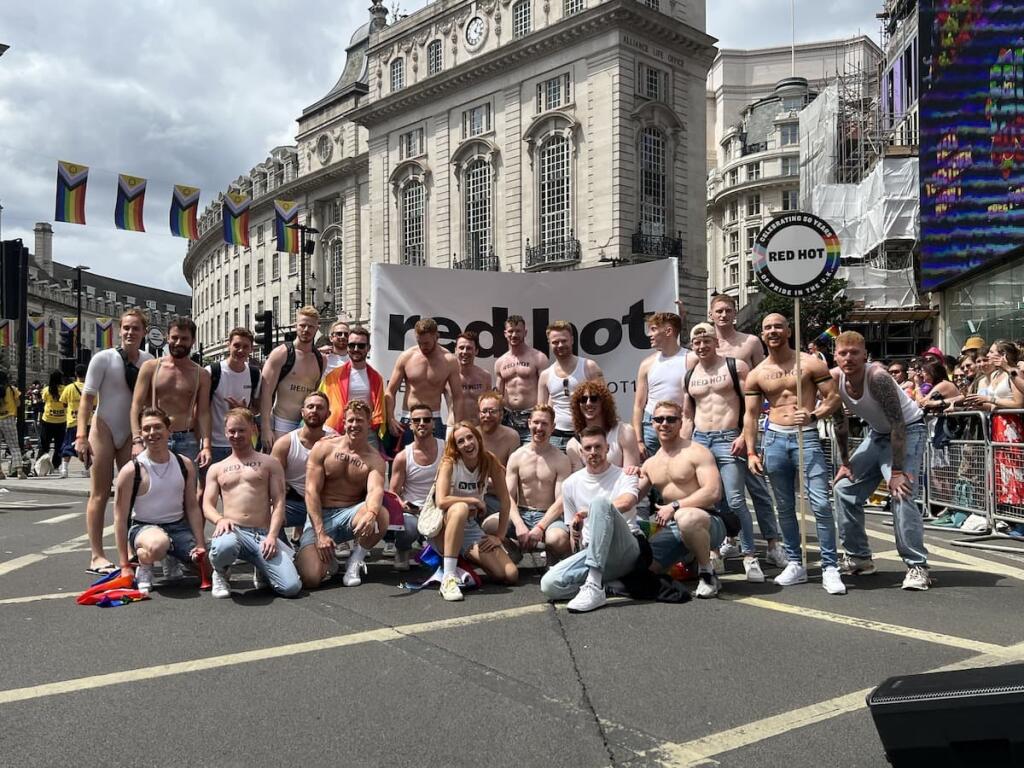 The Red Hot group marching at the London Pride Parade.