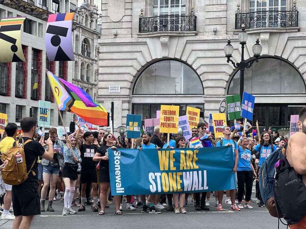 Stonewall marching during the London Pride Parade.