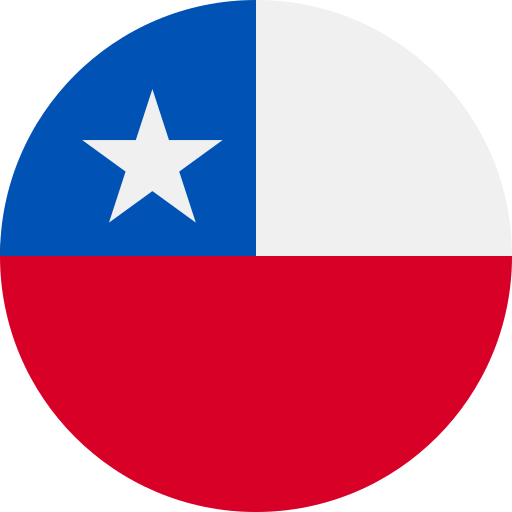 Flag of Chile with semi circle in red and white and blue on top
