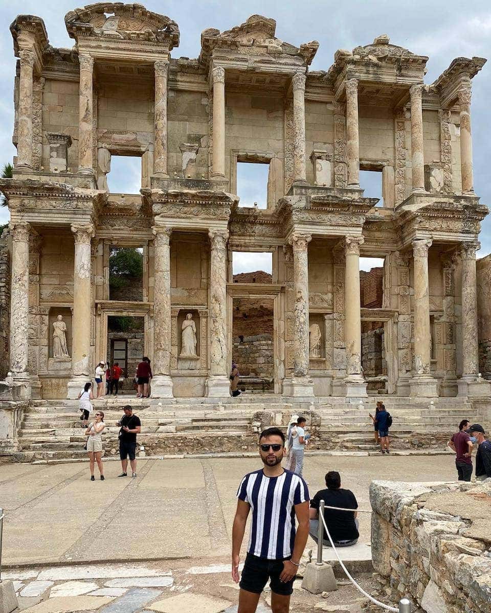 Turkish guy Saf in Ephesus Ancient City in Turkey.