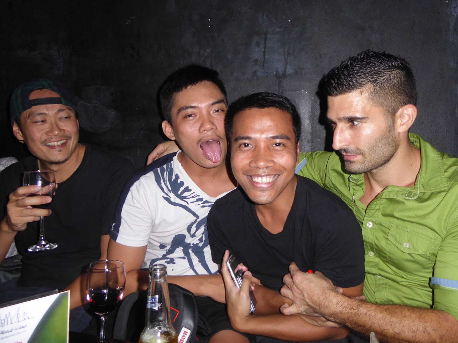 Stefan with student friends in the Ramkhamhaeng gay neighborhood of Bangkok.