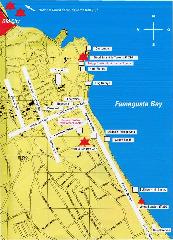 Map of Varosi ghost town section that the Turkish army opened up in 2020.