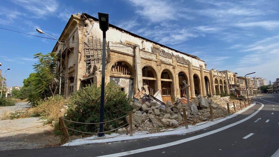 The abandoned Hadjihambi cinema in Varosi ghost town.