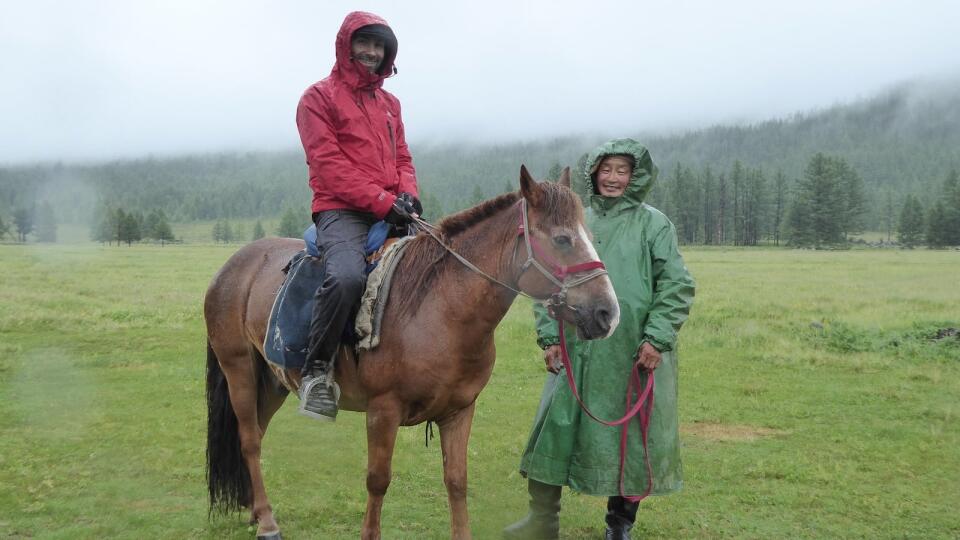 Seby posing on his horse in the Orkoh Valley in central Mongolia with our guide.