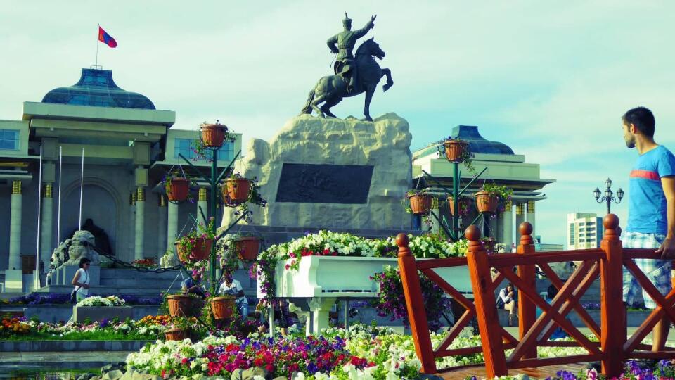 Sukhbaatar Square in downtown Ulaanbaatar.