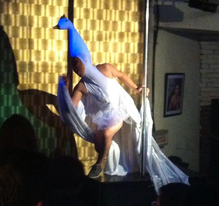 Zorig performing swan lake at Hanzo gay bar in Ulaanbaatar.