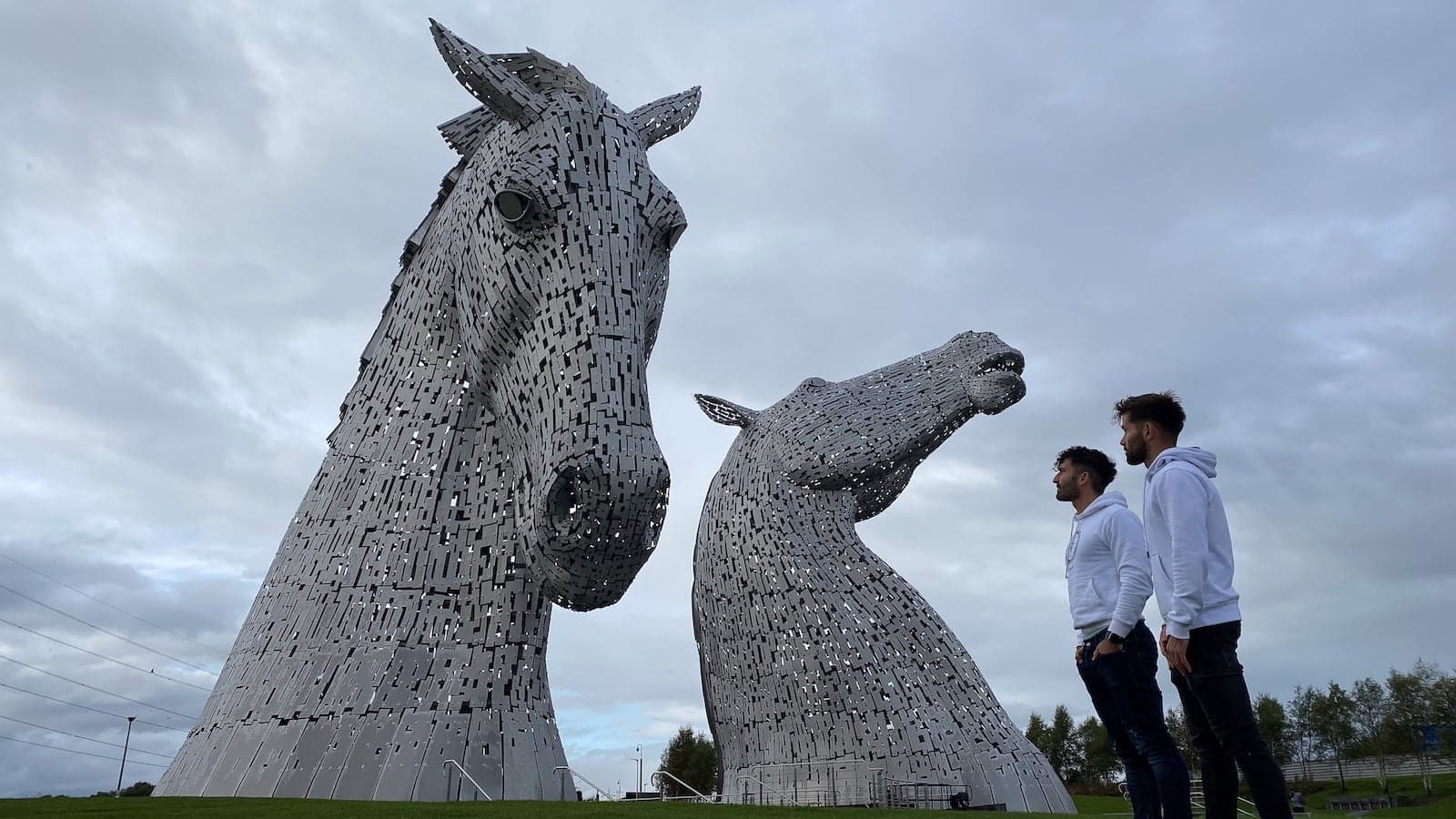 Kelpies giant horse head statues in Falkirk, Scotland.