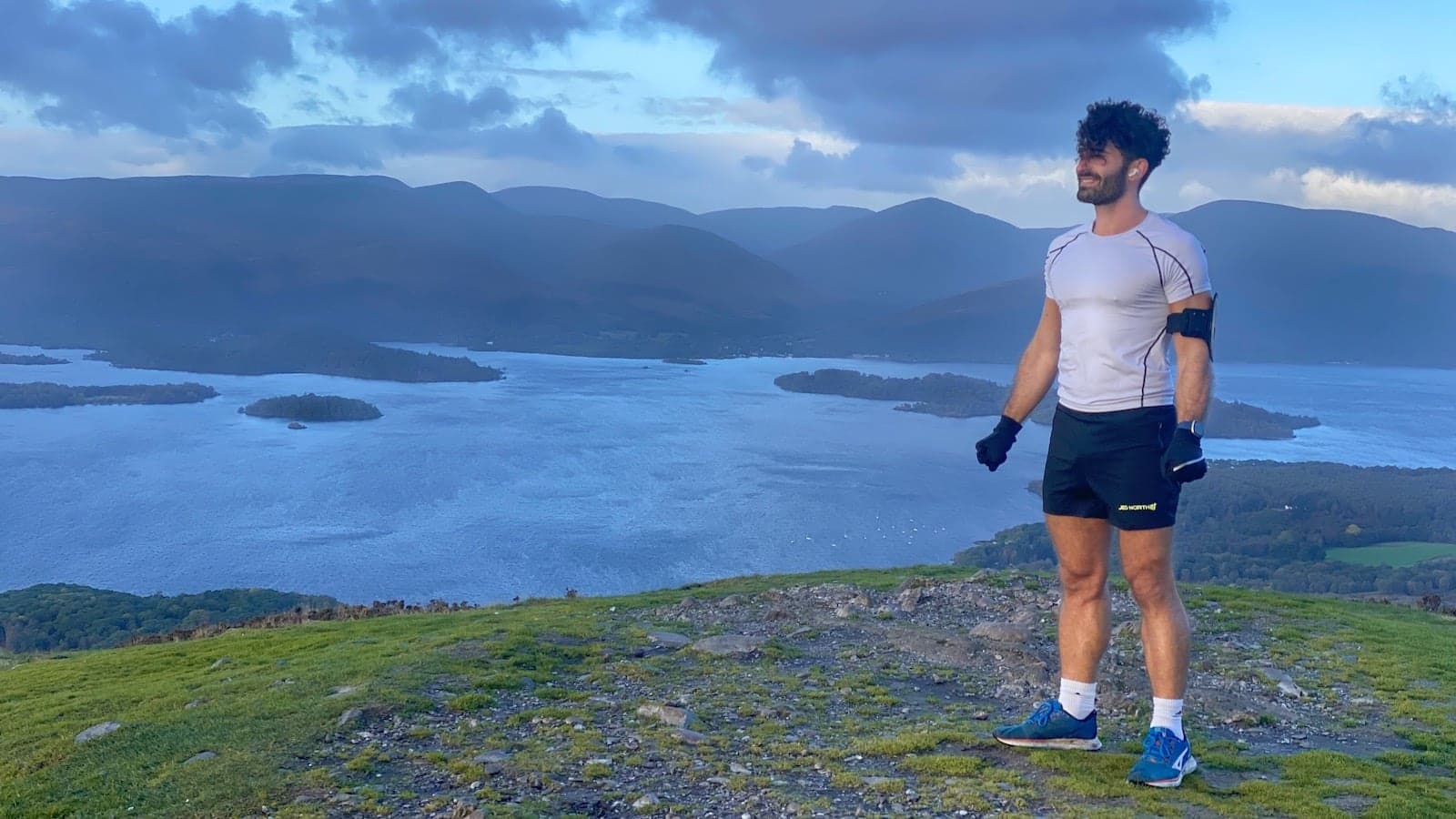 Stefan hiking up Conic Hill in Loch Lomond in Scotland.