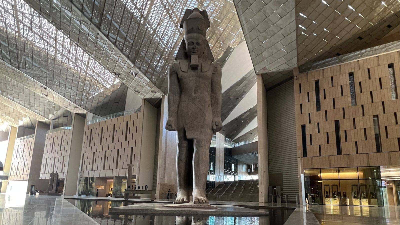 Ramses II giant statue at the Grand Egyptian Museum in Giza.