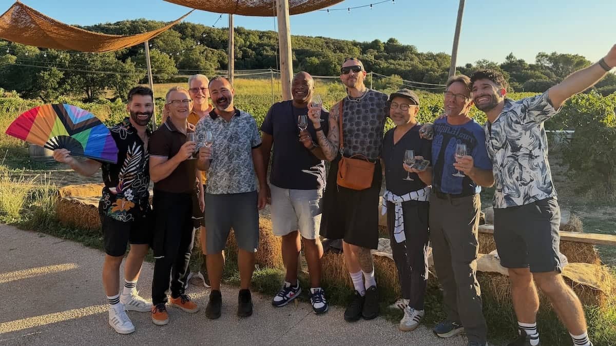 Gay group at Allegria vineyard in South France.