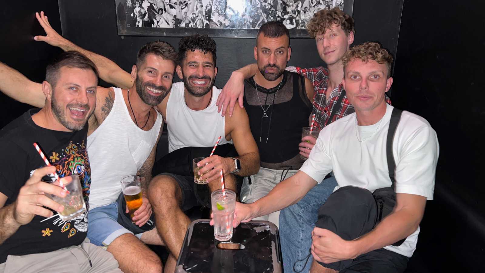 Gay guys drinking and partying at the Universal gay bar in Sydney.