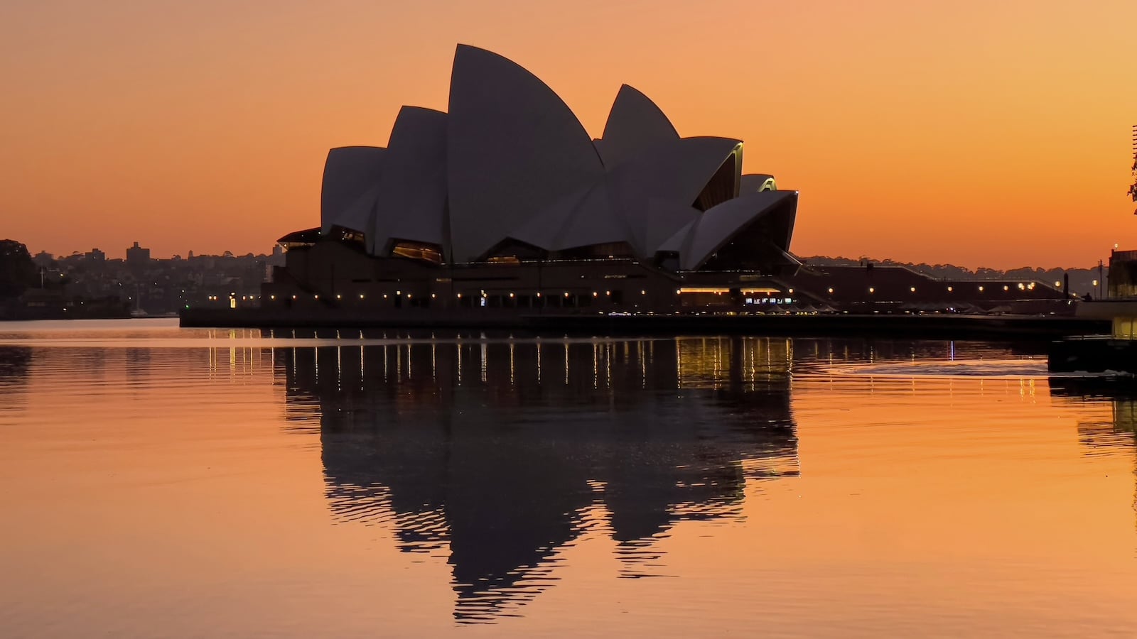 Sunrise over the iconic Sydney Opera House.