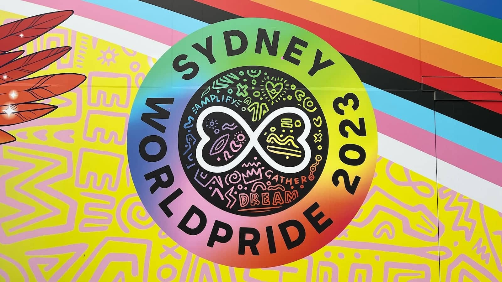 Sydney WorldPride 2023 sign.