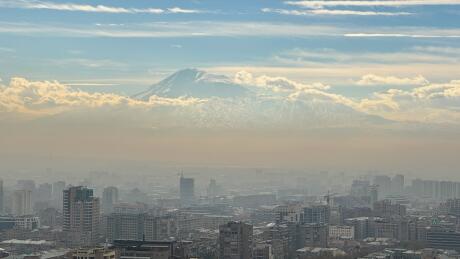 View of Mount Ararat from Victory Park in Yerevan.