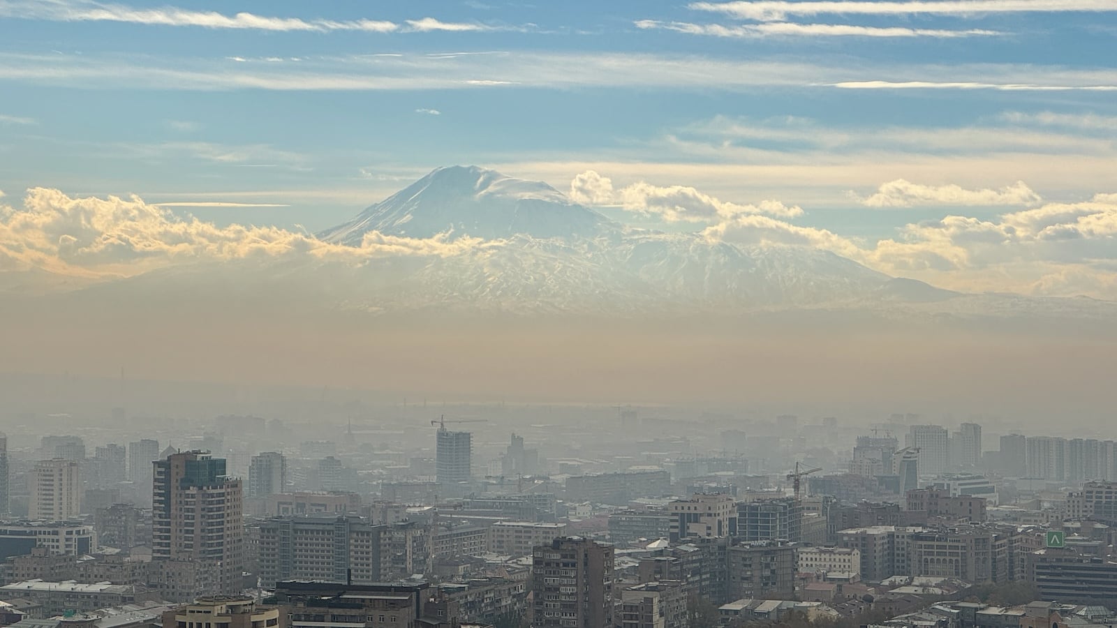 View of Mount Ararat from Victory Park in Yerevan.